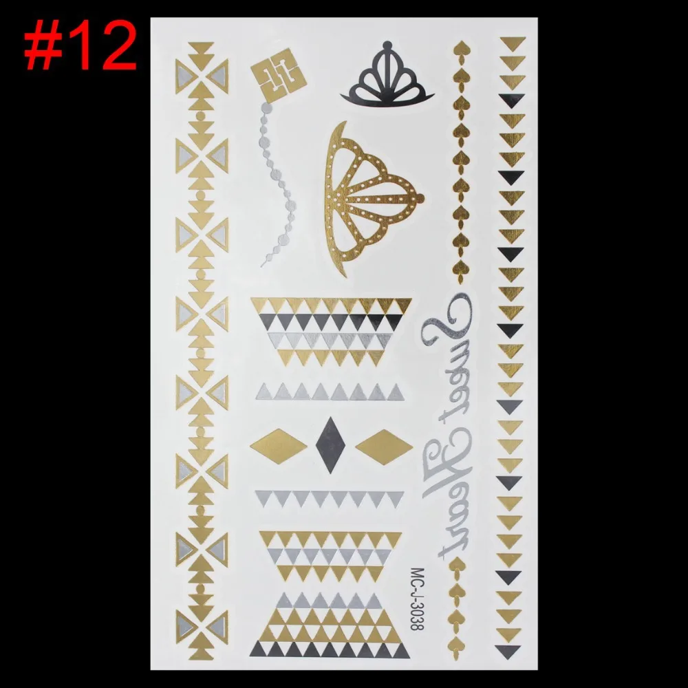new temporary tattoo sex product gold necklace choker bracelet flash tattoos henna tatouage metalic fake body art tatto | Красота и