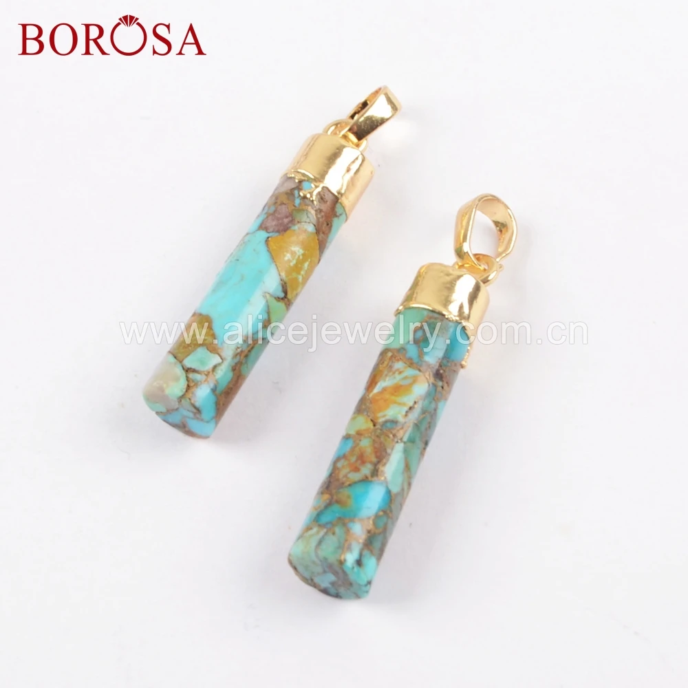 BOROSA 8PCS Gold Trim Cylinder Shape Natural Turquoises Pendants Fashion Natural Stone Pendant Wholesale Jewelry G1688
BOROSA 8PCS Gold Trim Cylinder Shape Natural Turquoises Pendants Fashion Natural Stone Pendant Wholesale Jewelry G1688