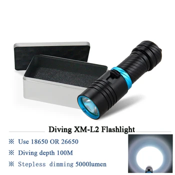 

underwater Diving Flashlight Diver Scuba flashlights LED CREE XM-L2 Torch light Lamp 3800lumen 18650 or 26650