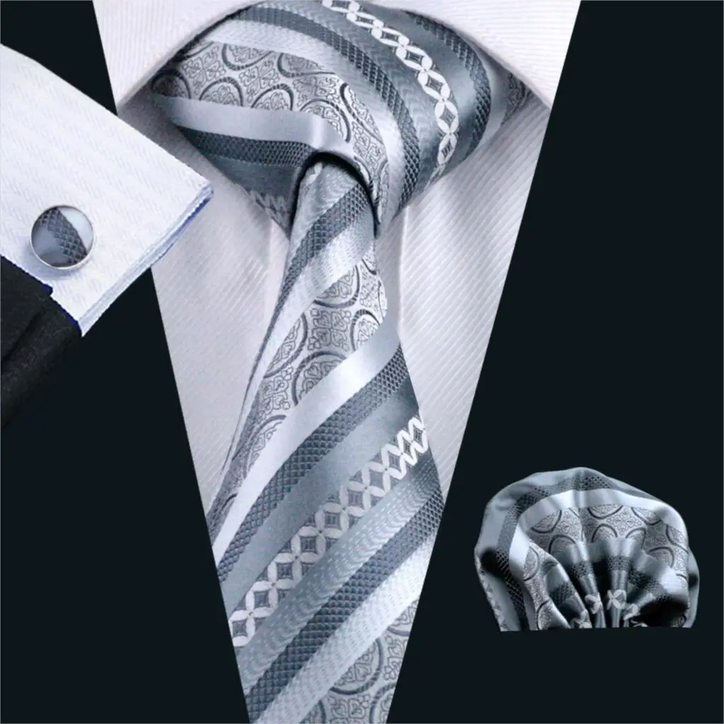 FA-589 Mens Tie Gray Stripe Silk Jacquard Neck tie Tie Hanky Cufflinks Set Ties For Men Business Wedding Party Free Shipping
FA-589 Mens Tie Gray Stripe Silk Jacquard Neck tie Tie Hanky Cufflinks Set Ties For Men Business Wedding Party Free Shipping