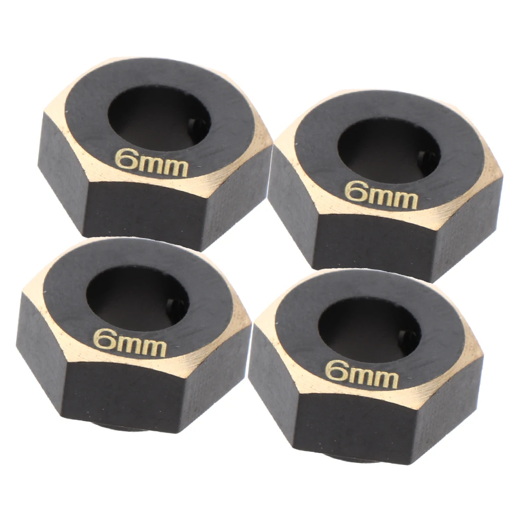 4Pcs Machined Brass 6mm Wheel Hex Hub Adapter for 1/10 Traxxas -4 Climbing Crawler RC Hobby Model Car