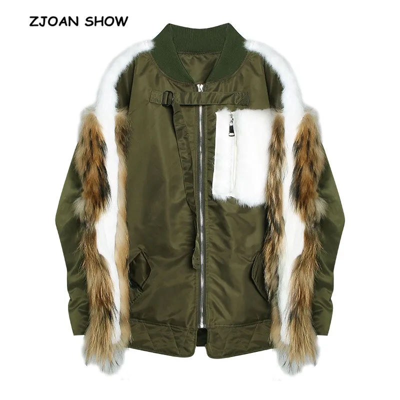 2018 New Women Winter Harajuku Stitching Rabbit Fur Quilting Quilted Pilots Parkas Green Bomber Pilots Jacket Coat Outerwear
2018 New Women Winter Harajuku Stitching Rabbit Fur Quilting Quilted Pilots Parkas Green Bomber Pilots Jacket Coat Outerwear