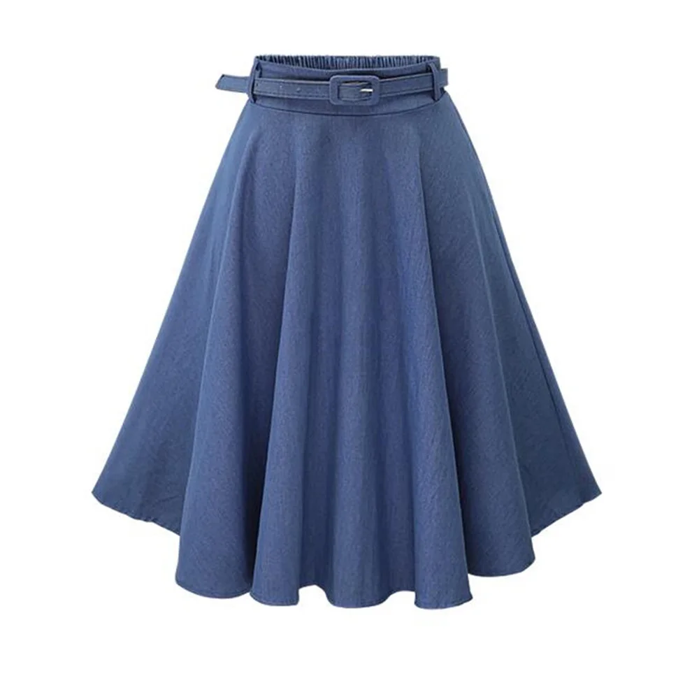 Female Autumn Winter Saias Denim Flared Belt Skirt 2018 Fashion Women Skirt Vintage Retro High Waist Pleated Midi Skirt S6968
Female Autumn Winter Saias Denim Flared Belt Skirt 2018 Fashion Women Skirt Vintage Retro High Waist Pleated Midi Skirt S6968