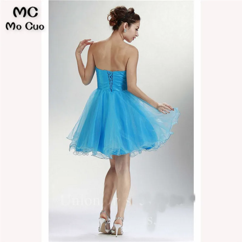 Ball Gown Sweetheart Short Mint Green Tulle Beaded Cocktail Prom Dress3444