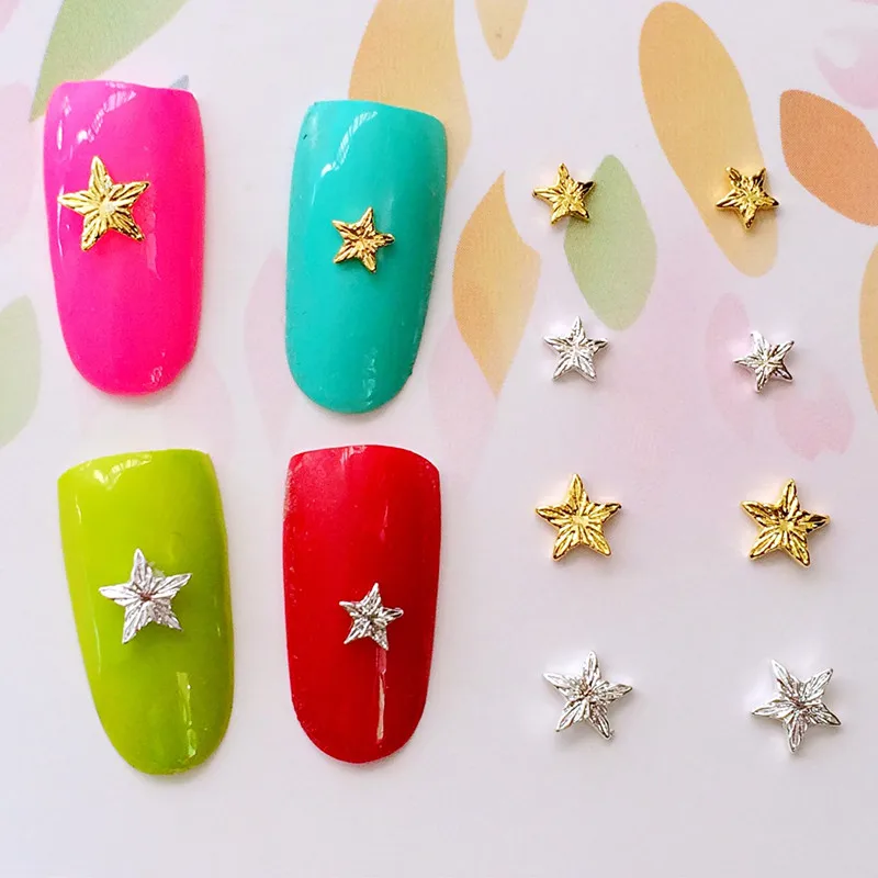 10pcs/bag Japan New 3D Nail Art Decoration Metal Nail Sticker Gold Silver Kawaii Star Maple Leaf DIY Charm Nail Tools
10pcs/bag Japan New 3D Nail Art Decoration Metal Nail Sticker Gold Silver Kawaii Star Maple Leaf DIY Charm Nail Tools