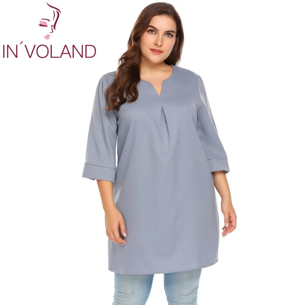 IN'VOLAND Big Size XL-5XL Women T-Shirt Tops Autumn Casual Notch Neck 3/4 Sleeve Solid Loose Large Pullover Tshirt Plus Size
IN'VOLAND Big Size XL-5XL Women T-Shirt Tops Autumn Casual Notch Neck 3/4 Sleeve Solid Loose Large Pullover Tshirt Plus Size