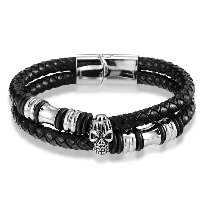 Fate Love Handmade Skull Leather Bracelet Men Jewelry Mens Bracelets Charms Stainless Steel Magnetic Clasp Vintage Jewellery
Fate Love Handmade Skull Leather Bracelet Men Jewelry Mens Bracelets Charms Stainless Steel Magnetic Clasp Vintage Jewellery