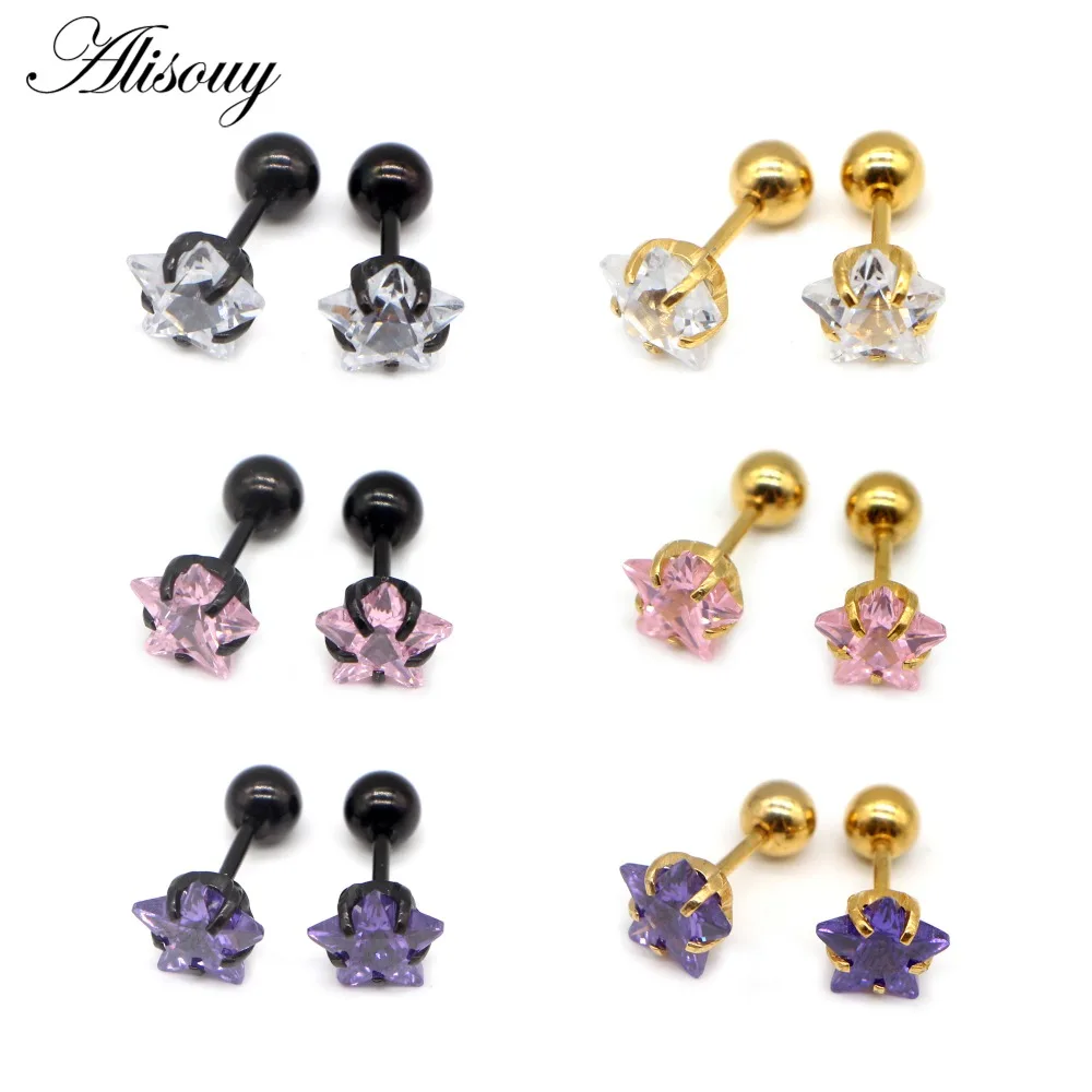 Alisouy 2 Pieces Punk Cartilage Star Stud Earring Zircon Ear Tragus Piercing For Men Women studs ear plug earrings ear jewelry
Alisouy 2 Pieces Punk Cartilage Star Stud Earring Zircon Ear Tragus Piercing For Men Women studs ear plug earrings ear jewelry