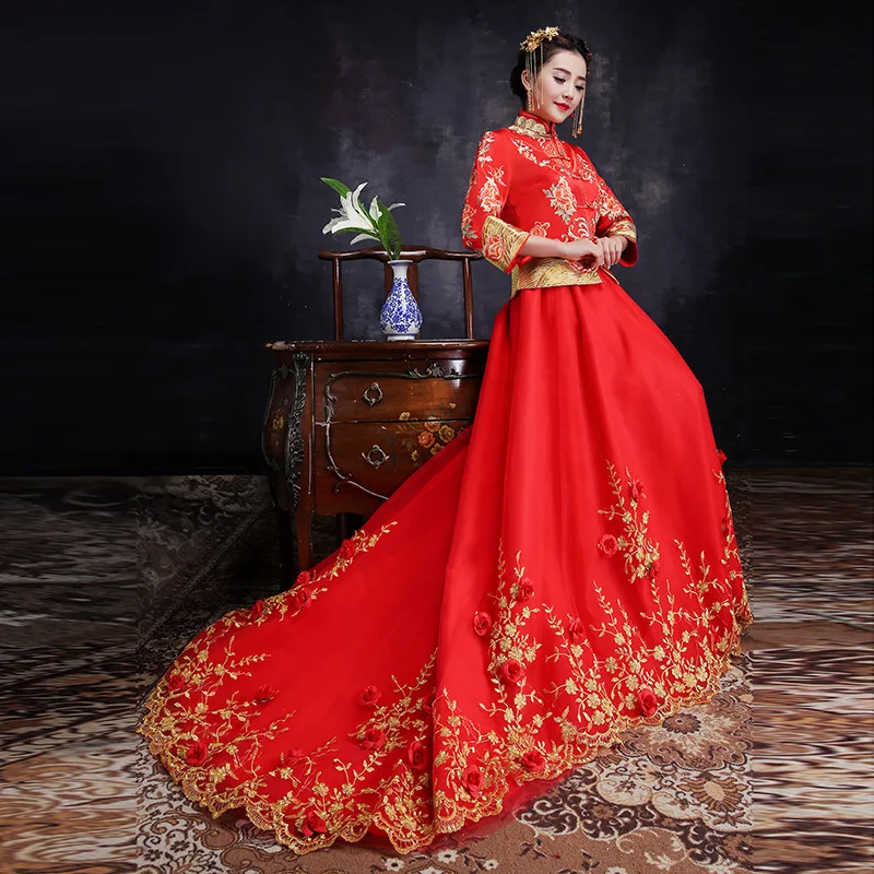 Phoenix Wedding Qipao Long Winter Bride Cheongsam Fashion Chinese Traditional Dress Red Embroidery Traditionnel Chinois
Phoenix Wedding Qipao Long Winter Bride Cheongsam Fashion Chinese Traditional Dress Red Embroidery Traditionnel Chinois