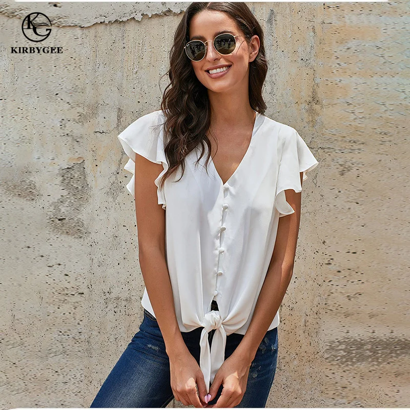 KirbyGee Elegant Plus Size White Button Blouse Women Loose Solid Bow Tie Chiffon Blouse Shirt Summer Ruffle Sleeve Top XXL
KirbyGee Elegant Plus Size White Button Blouse Women Loose Solid Bow Tie Chiffon Blouse Shirt Summer Ruffle Sleeve Top XXL