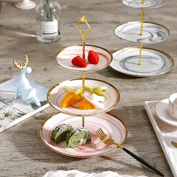 European Ceramic Two/Three Layers Fruit Snack Tray Wedding Dessert Pastry Snack Plate Marble Texture with Gold Trim Storage Tray
European Ceramic Two/Three Layers Fruit Snack Tray Wedding Dessert Pastry Snack Plate Marble Texture with Gold Trim Storage Tray