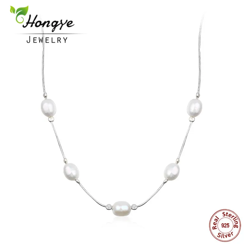 

Hongye 5pcs Freshwater White Pearl Necklaces & Pendants Retro Necklace 925 Sterling-silver-jewelry Bijoux Femme Gift For Friends