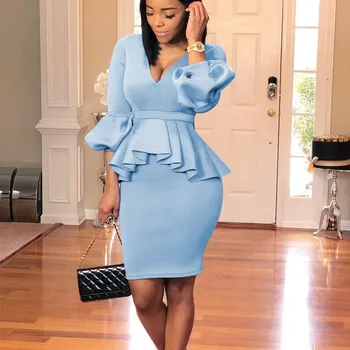 Women Deep V-Neck Work Office Set 2 Pieces Set Lantern Sleeve Ruffle Tops Bodycon Pencil Skirt Outfits Sheath Suits
Women Deep V-Neck Work Office Set 2 Pieces Set Lantern Sleeve Ruffle Tops Bodycon Pencil Skirt Outfits Sheath Suits