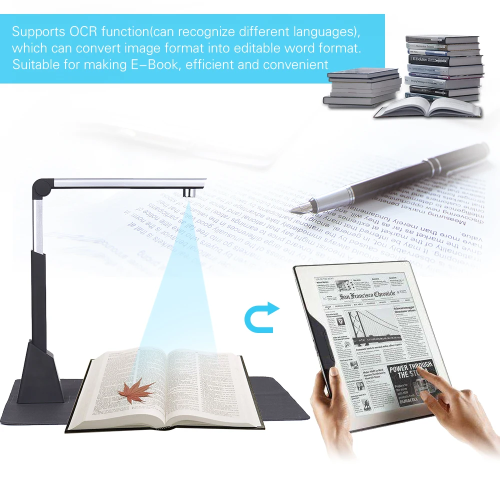 CMOS 10 Megapixel Document Scanner A3 A4 Book Scanner with OCR Function High Resolution Camera Scanner Documents for Office
CMOS 10 Megapixel Document Scanner A3 A4 Book Scanner with OCR Function High Resolution Camera Scanner Documents for Office