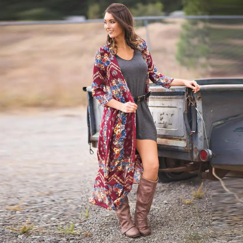 2019 Hot Sale Women Wine Red Floral Print Long ankle Chiffon Loose Shawl Kimono Cardigan Top Cover up Shirt Blouse
2019 Hot Sale Women Wine Red Floral Print Long ankle Chiffon Loose Shawl Kimono Cardigan Top Cover up Shirt Blouse