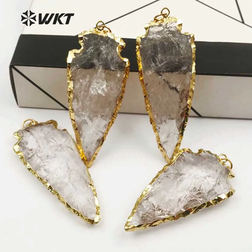 WT-P1377 WKT High quality Fashion natural crystal quartz pendant arrowhead shape with gold color plated for necklace making
WT-P1377 WKT High quality Fashion natural crystal quartz pendant arrowhead shape with gold color plated for necklace making