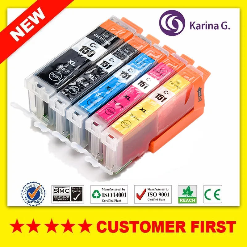 Compatible for PGI-150 CLI-151 PGI150 PGI 150 Ink Cartridges For Canon PIXMA MG5410/MG5510/MG5610/MG6310/MG6410/MG6610 etc.
Compatible for PGI-150 CLI-151 PGI150 PGI 150 Ink Cartridges For Canon PIXMA MG5410/MG5510/MG5610/MG6310/MG6410/MG6610 etc.