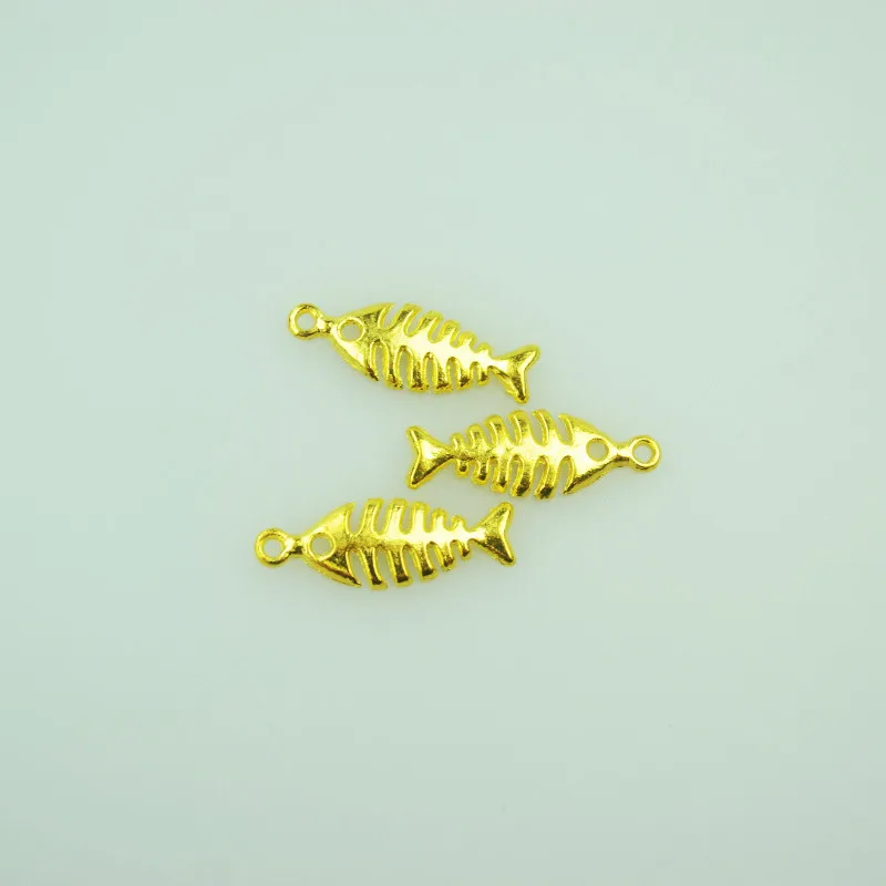 40 шт./лот модные подвески в форме рыбы золотого цвета и ожерелья фурнитура для
