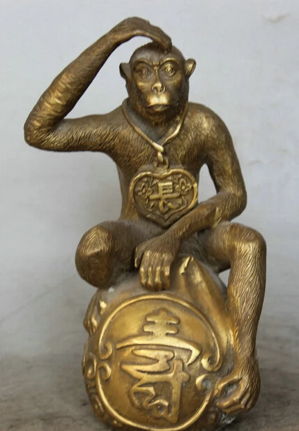 JP S0524 9" Chinese Brass Animal longevity Shou peach Zodiac Year Monkey sculpture Statue
JP S0524 9" Chinese Brass Animal longevity Shou peach Zodiac Year Monkey sculpture Statue