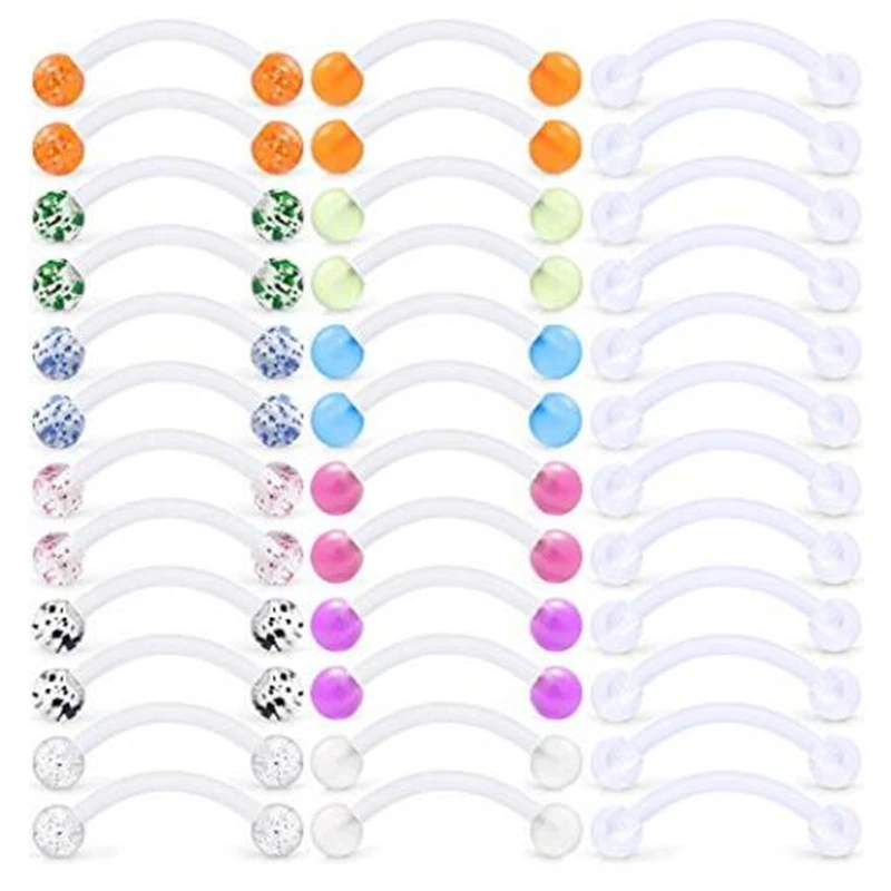 16G 36pcs Clear Bioflex Acrylic Curved Barbell Eyebrow Ring Snake Eyes Cartilage Helix Tragus Nipple Belly Ring Piercing
16G 36pcs Clear Bioflex Acrylic Curved Barbell Eyebrow Ring Snake Eyes Cartilage Helix Tragus Nipple Belly Ring Piercing