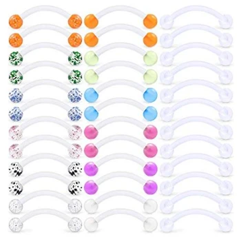 16G 36pcs Clear Bioflex Acrylic Curved Barbell Eyebrow Ring Snake Eyes Cartilage Helix Tragus Nipple Belly Ring Piercing Retaine
16G 36pcs Clear Bioflex Acrylic Curved Barbell Eyebrow Ring Snake Eyes Cartilage Helix Tragus Nipple Belly Ring Piercing Retaine