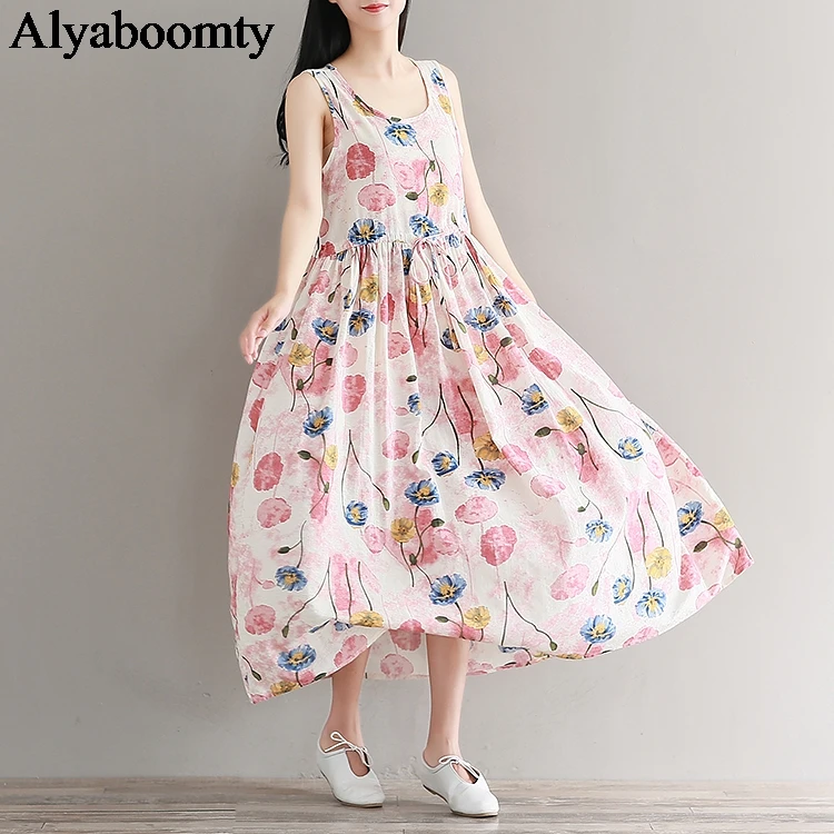 Mori Girl Summer Women Long Sundress Literary Floral Print Vintage Sleeveless Dress Elegant Cotton Linen Bohemian Korean Dress
Mori Girl Summer Women Long Sundress Literary Floral Print Vintage Sleeveless Dress Elegant Cotton Linen Bohemian Korean Dress