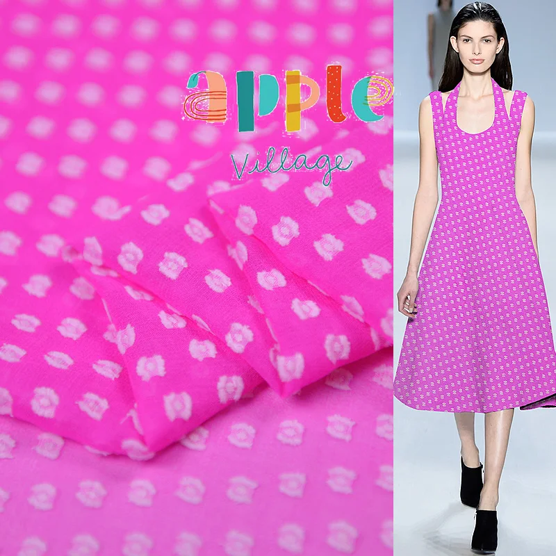 Hot pink silk chiffon material 3d jacquard silk georgette gauze 
Hot pink silk chiffon material 3d jacquard silk georgette gauze