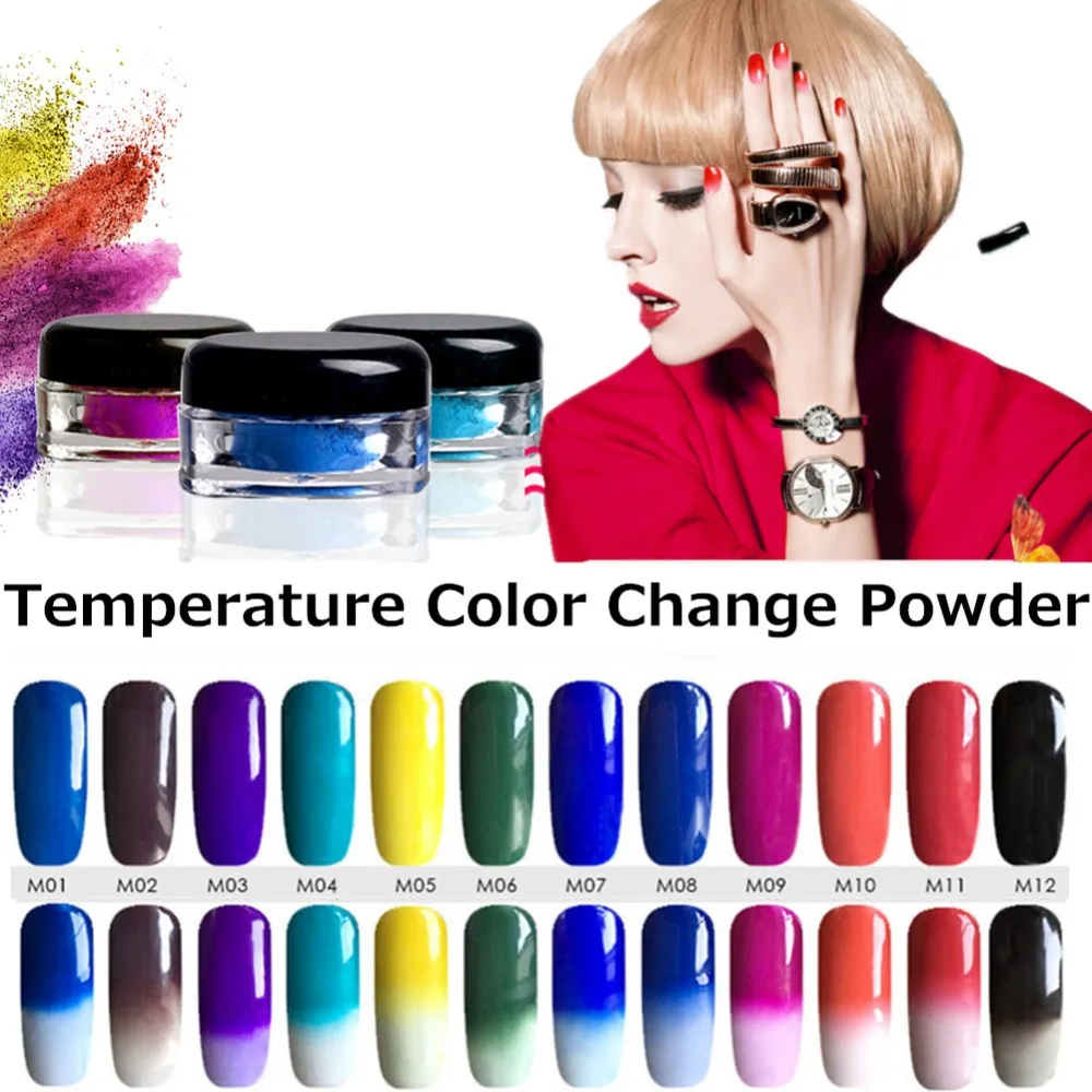 1g 12 Colors Thermochromic Pigment Thermal Color Change Temperature Powder Dust Decoration Gradient Nail Art Manicure
1g 12 Colors Thermochromic Pigment Thermal Color Change Temperature Powder Dust Decoration Gradient Nail Art Manicure