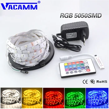 5M RGB Set SMD 5050 3528 Strip Light Flexible Tape Lamp 300Leds IP20 String + EU /US DC12V 3A Power Adapter + 24Key IR Remote
5M RGB Set SMD 5050 3528 Strip Light Flexible Tape Lamp 300Leds IP20 String + EU /US DC12V 3A Power Adapter + 24Key IR Remote