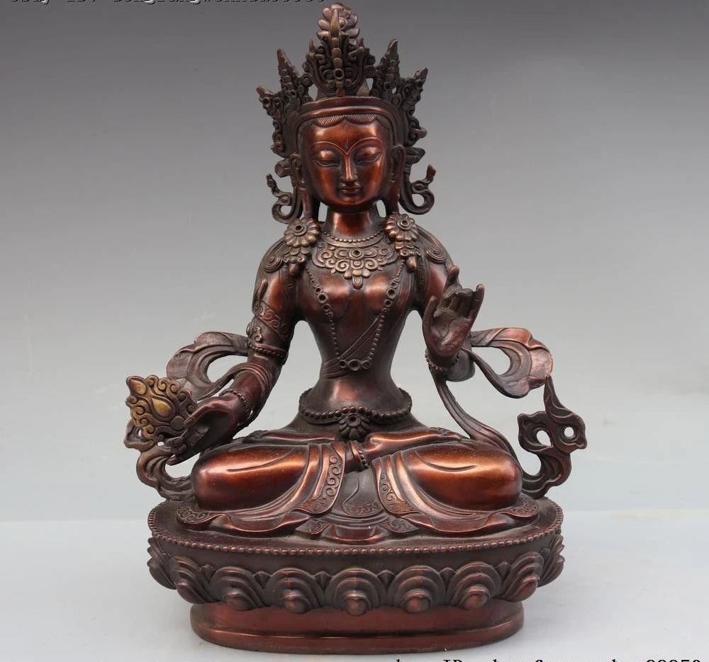 Tibet Copper Bronze Seat Kwan-Yin Whiter Tara Bodhisattva Goddess Buddha Statue
Tibet Copper Bronze Seat Kwan-Yin Whiter Tara Bodhisattva Goddess Buddha Statue