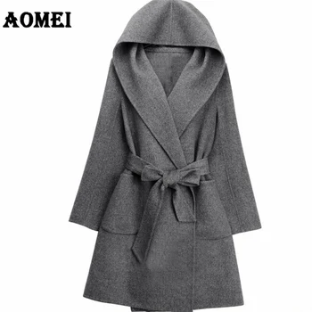 Winter Coat Women Woolen Oversize Outwear Manteau with Cap Waist Belt Gray Long Sleeves Wool Autumn Fashion Style Overcoat 2020
Winter Coat Women Woolen Oversize Outwear Manteau with Cap Waist Belt Gray Long Sleeves Wool Autumn Fashion Style Overcoat 2020