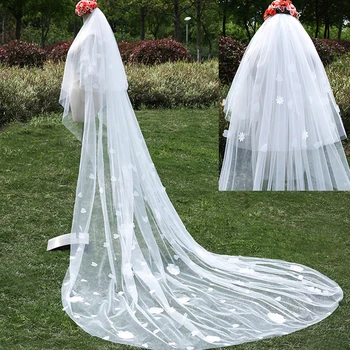 Flowers Bridal Veil 3M Cathedral Long Wedding Veils With Comb 2 Layers With Cover Face Veil Veu De Noiva Wedding Accessories
Flowers Bridal Veil 3M Cathedral Long Wedding Veils With Comb 2 Layers With Cover Face Veil Veu De Noiva Wedding Accessories