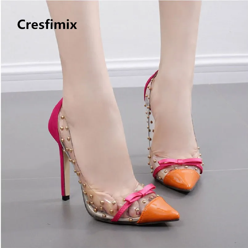 Cresfimix women fashion comfortable transparent slip on high heel shoes lady comfy sexy party rivet night club high heels a2585
Cresfimix women fashion comfortable transparent slip on high heel shoes lady comfy sexy party rivet night club high heels a2585