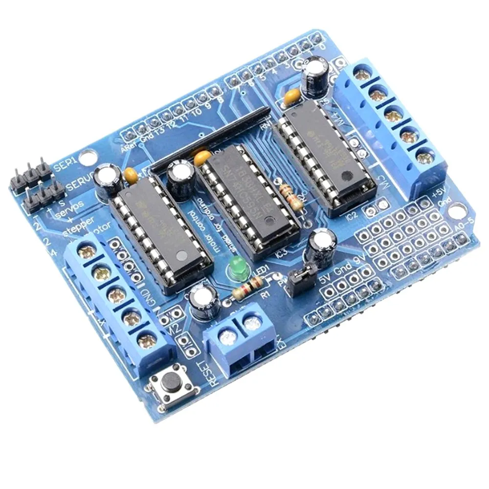 Motor drive expansion board L293D motor board trolley drive L293D Motor Driver Shield Compatible to Duemilanove Mega R3 AVR
Motor drive expansion board L293D motor board trolley drive L293D Motor Driver Shield Compatible to Duemilanove Mega R3 AVR