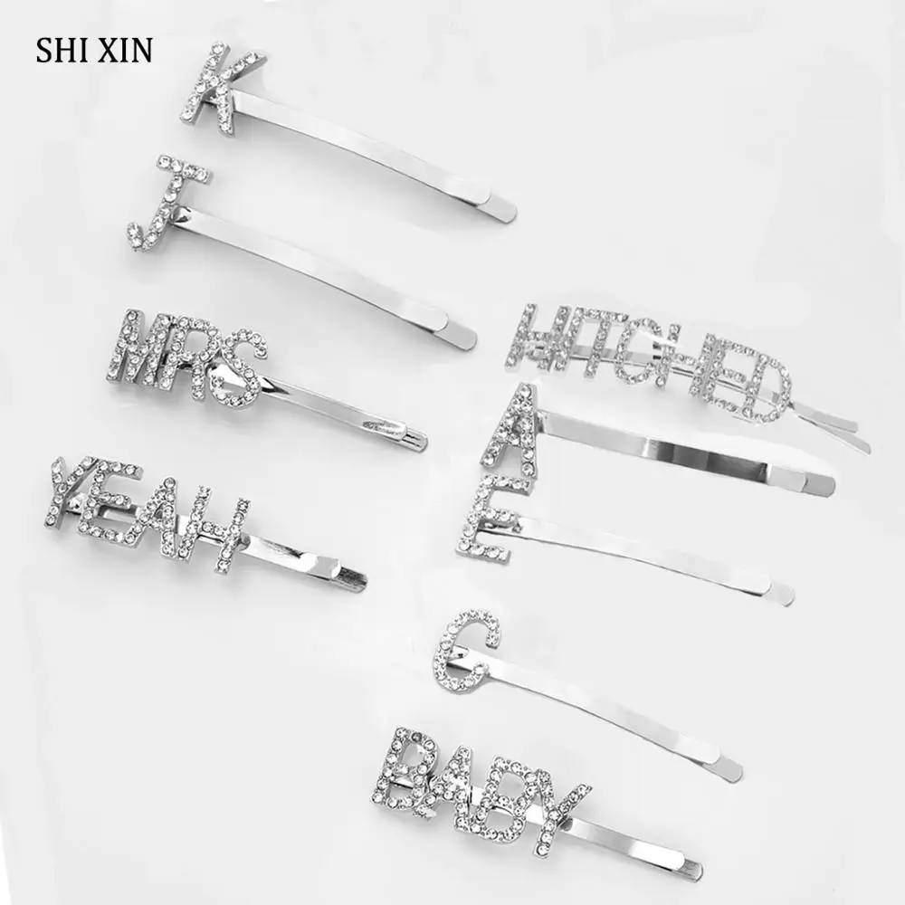 SHIXIN Rhinestone Hair Pins for Women Letter Crystal Hair Clip Bridal Wedding Hair Accessories Fashion Female Hairgrips Jewelry
SHIXIN Rhinestone Hair Pins for Women Letter Crystal Hair Clip Bridal Wedding Hair Accessories Fashion Female Hairgrips Jewelry