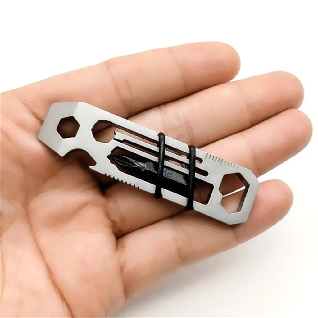 Keychain Bottle Opener Multi-Function Tool 6-Corner with a Ratchet-Driver flint firestarter TSA-compliant stainless steel
Keychain Bottle Opener Multi-Function Tool 6-Corner with a Ratchet-Driver flint firestarter TSA-compliant stainless steel