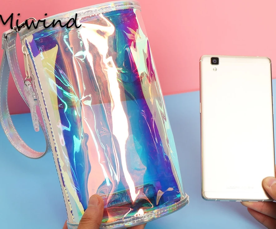 Women Fashion Handbag Laser PVC Holographic Hologram Clutch Purse Cute Girl Makeup Bag Party Handbag bucket bag 2018 New
Women Fashion Handbag Laser PVC Holographic Hologram Clutch Purse Cute Girl Makeup Bag Party Handbag bucket bag 2018 New
