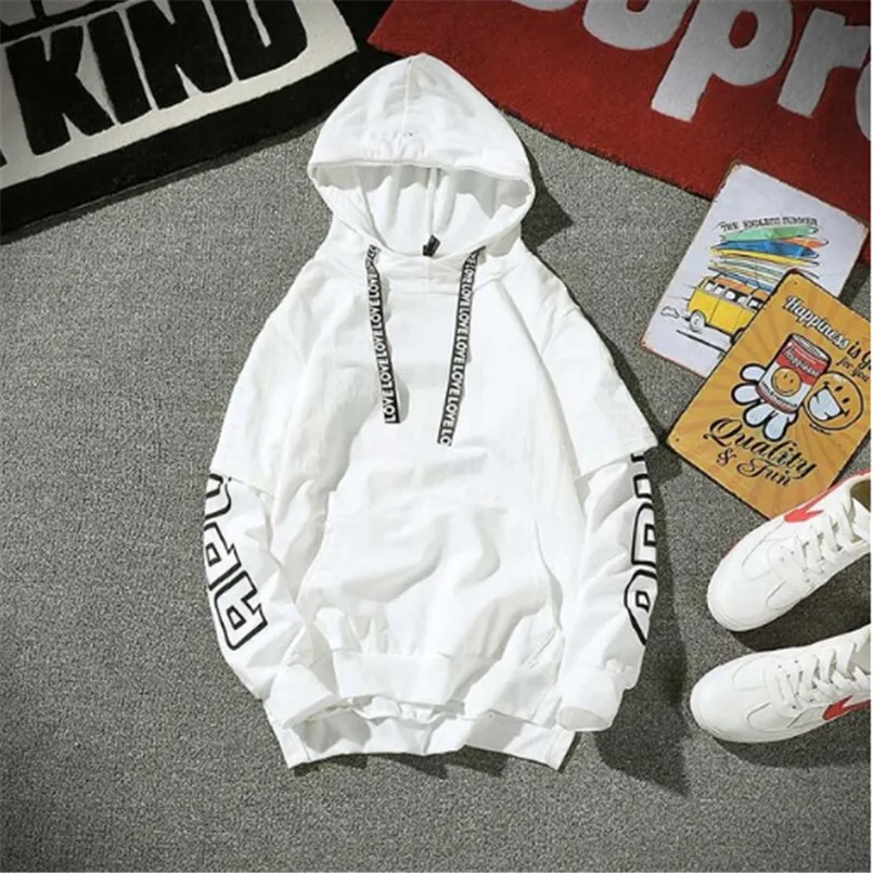 Letter printed men Hooded Hip Hop Pullover Fake two pieces Streetwear casual high quality Side men Sweatshirt Hoodies Plus Size
Letter printed men Hooded Hip Hop Pullover Fake two pieces Streetwear casual high quality Side men Sweatshirt Hoodies Plus Size