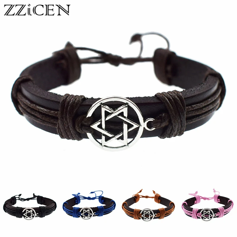 New Arrival Genuine Leather Wrap Jewish Star of David Charm Bracelets Women Men Hexagram Cuff Bangles Vintage Lucky Gift Jewelry
New Arrival Genuine Leather Wrap Jewish Star of David Charm Bracelets Women Men Hexagram Cuff Bangles Vintage Lucky Gift Jewelry