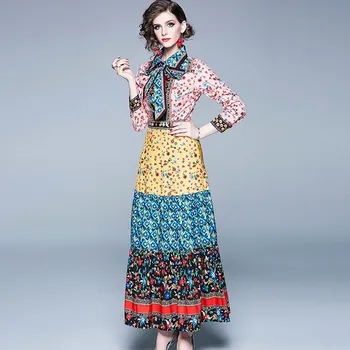 New arrival spring Runway Big Swing Maxi Women dresses Chiffon Pink Flower Long Elegant Print Bowknot dress Vestidos robe
New arrival spring Runway Big Swing Maxi Women dresses Chiffon Pink Flower Long Elegant Print Bowknot dress Vestidos robe