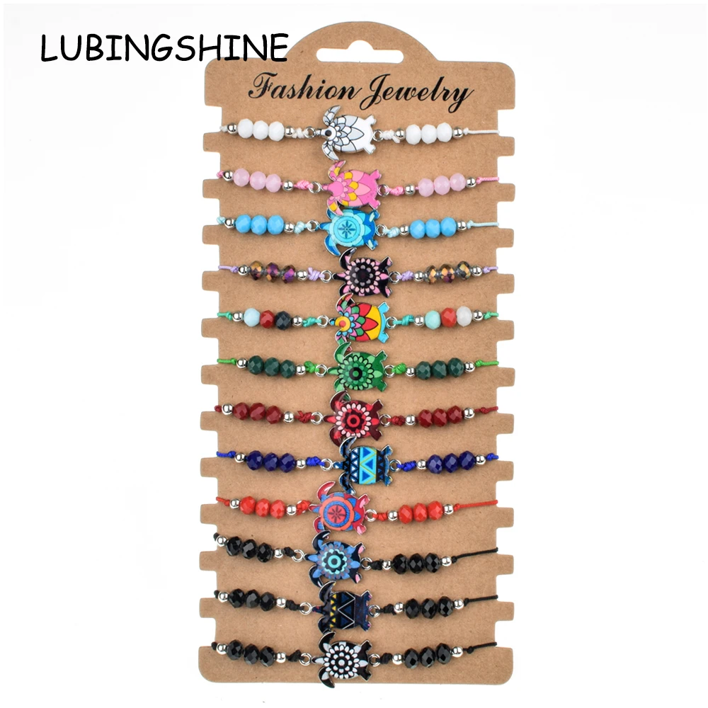 Bohemian 12pcs/lot Turtle Animal Charms Braided Bracelet for Women Child Crystal Bead Adjustable Rope Chain Yoga Anklet Jewelry
Bohemian 12pcs/lot Turtle Animal Charms Braided Bracelet for Women Child Crystal Bead Adjustable Rope Chain Yoga Anklet Jewelry