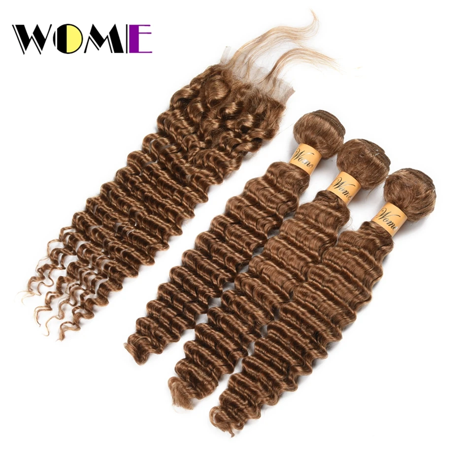 Wome #27 Mongolian Deep Wave Hair 3 Bundles Honey Blonde Color Human Hair With Closure Non Remy Curly Hair Extensions
Wome #27 Mongolian Deep Wave Hair 3 Bundles Honey Blonde Color Human Hair With Closure Non Remy Curly Hair Extensions