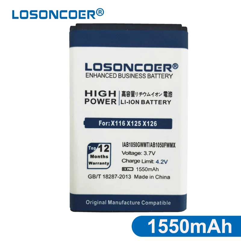 LOSONCOER 1550mAh AB1050GWMT AB1050FWMX For PHILIPS Xenium E103 X126 E106 X125 E255 X128 X116 High Quality Phone Battery
LOSONCOER 1550mAh AB1050GWMT AB1050FWMX For PHILIPS Xenium E103 X126 E106 X125 E255 X128 X116 High Quality Phone Battery