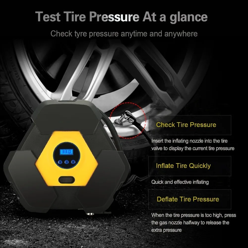 Carzko Car Bicycle Digital tire inflator with bright and durable LED lights Convenience for night use mini air compressor
Carzko Car Bicycle Digital tire inflator with bright and durable LED lights Convenience for night use mini air compressor
