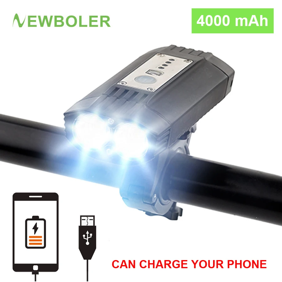 NEWBOLER 2400LM Flashlight For Bicycle Power Bank USB Rechargeable 4000mAh MTB Bike Light Front 2*T6 LED Built-in 18650 Battery
NEWBOLER 2400LM Flashlight For Bicycle Power Bank USB Rechargeable 4000mAh MTB Bike Light Front 2*T6 LED Built-in 18650 Battery
