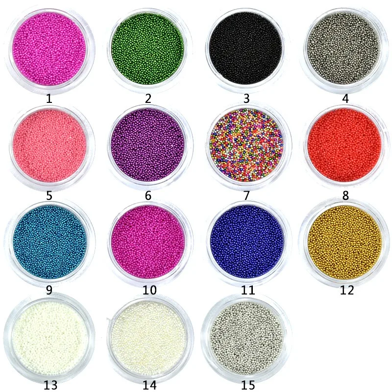 15 Colors 0.8mm Micro Glass Beads DIY Mini Balls Small Bead Nails Art Caviar Beads For Nail Art Acrylic UV 3D Decoration 10g/jar
15 Colors 0.8mm Micro Glass Beads DIY Mini Balls Small Bead Nails Art Caviar Beads For Nail Art Acrylic UV 3D Decoration 10g/jar