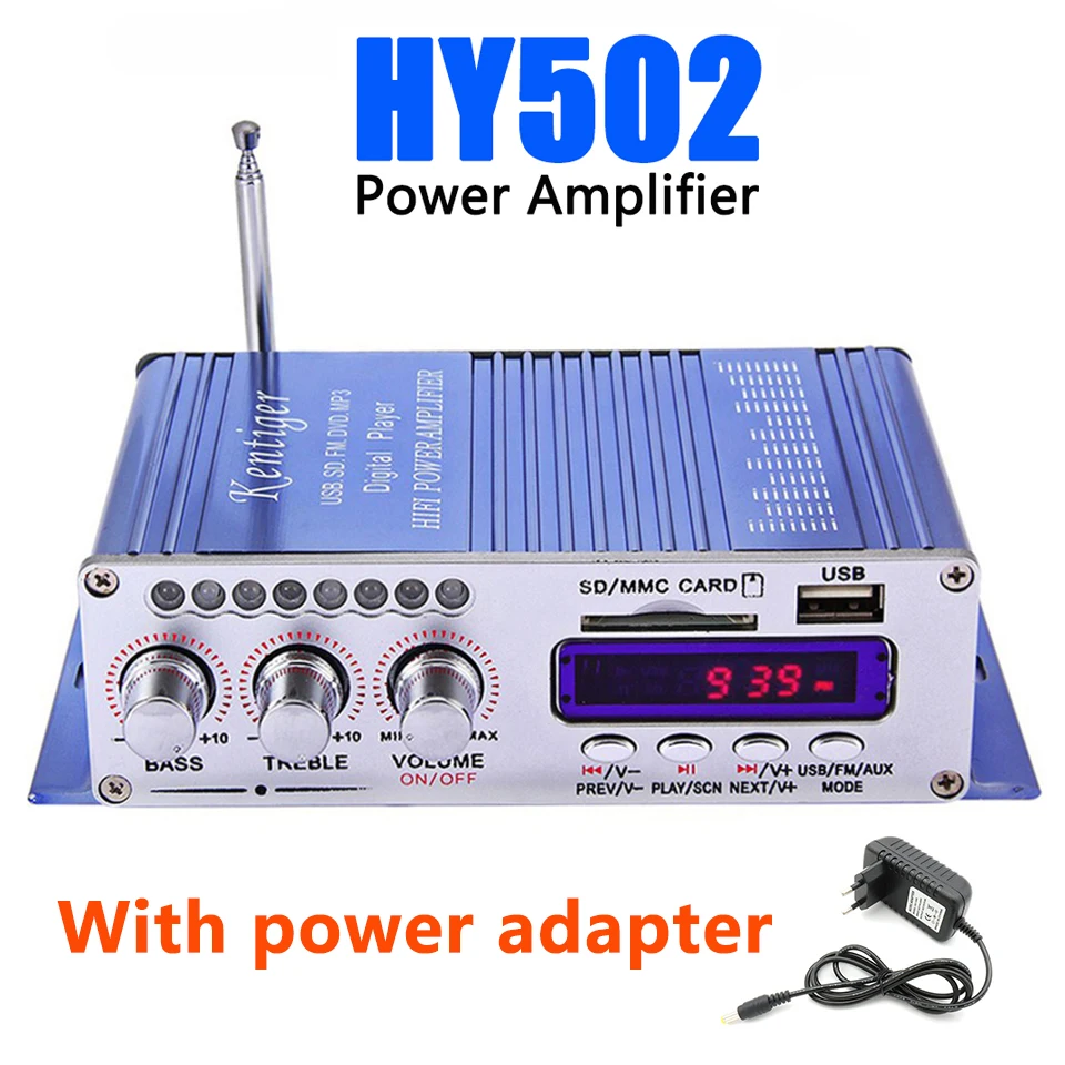 Hi-Fi HY502 Audio power amplifier USB MP3 DVD CD FM SD Digital Player for Motorcycle Auto Stereo Amplifier + Power Adapter
Hi-Fi HY502 Audio power amplifier USB MP3 DVD CD FM SD Digital Player for Motorcycle Auto Stereo Amplifier + Power Adapter