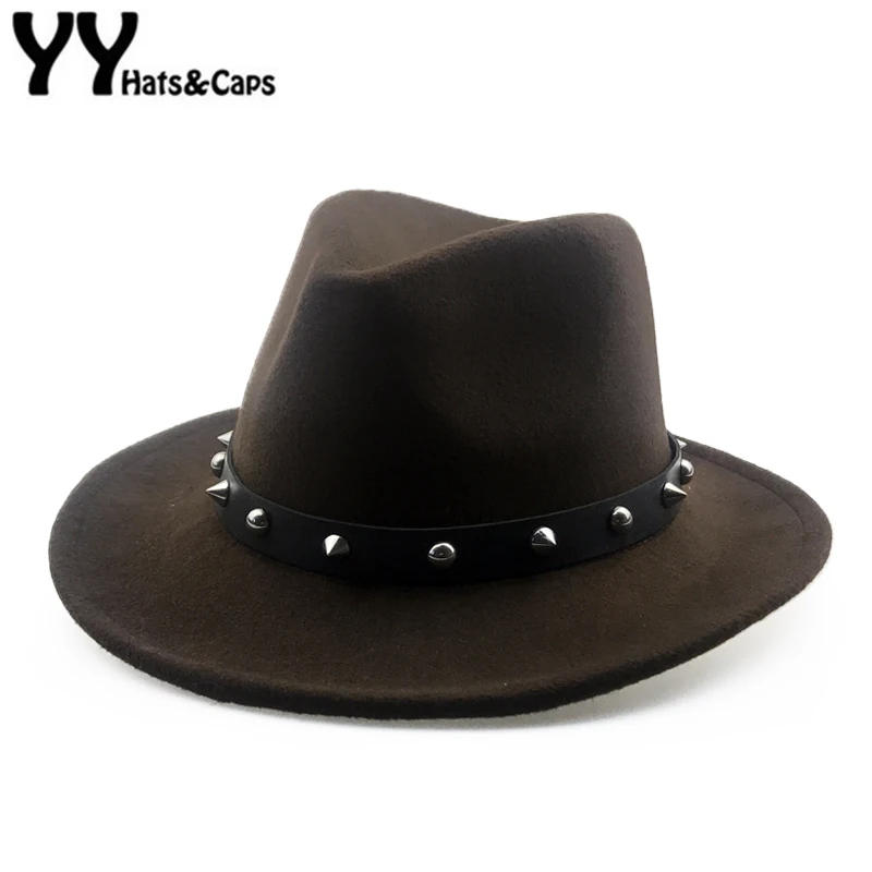 YY Chapeau Homme Vintage Trilby Cap Men Rivet Top Jazz Caps Women Winter Cowboy Felt Hats Wide Brim Panama Cap Autumn 18124
YY Chapeau Homme Vintage Trilby Cap Men Rivet Top Jazz Caps Women Winter Cowboy Felt Hats Wide Brim Panama Cap Autumn 18124