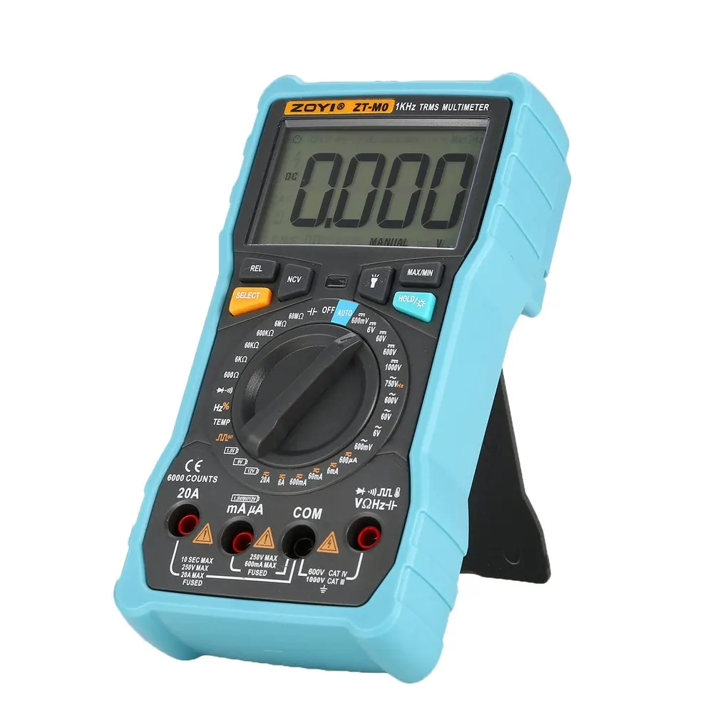 ZOYI ZT-M0 NCV Digital LCD Multimeter AC/DC Voltmeter Ammeter Auto/manual Range Diode Resistence Frequency Temp Tester Supplier
ZOYI ZT-M0 NCV Digital LCD Multimeter AC/DC Voltmeter Ammeter Auto/manual Range Diode Resistence Frequency Temp Tester Supplier