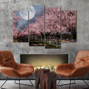 Painting Poster Wall Art Decor 4 Panel The Moon Under The Cherry Trees Canvas Framework Modular Pictures For Living Kids Room
Painting Poster Wall Art Decor 4 Panel The Moon Under The Cherry Trees Canvas Framework Modular Pictures For Living Kids Room